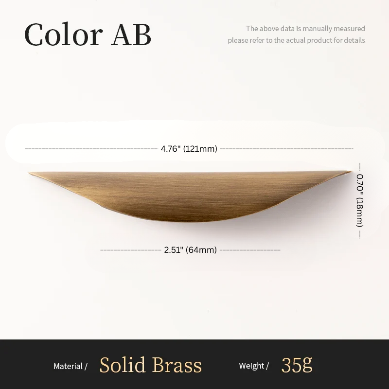 Measurement chart for a solid brass product with dimensions and material details.