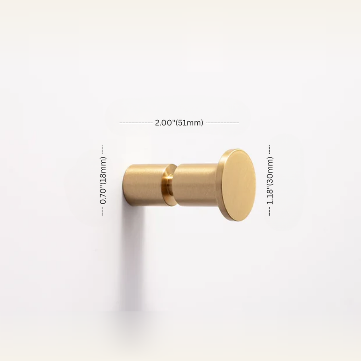 Brass Wall Hook — Brushed Brass Finish measurement diagram 14