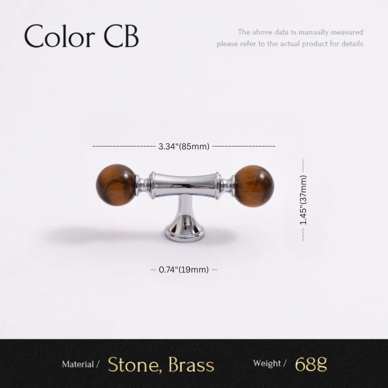 Cabinet handle with measurements on a white background