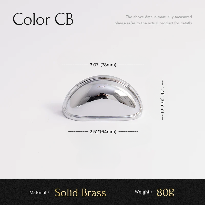 Measurement chart of a solid brass product with dimensions and material details.