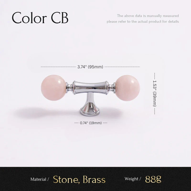 Measurement chart for a decorative item with pink stones and silver base on a white background.