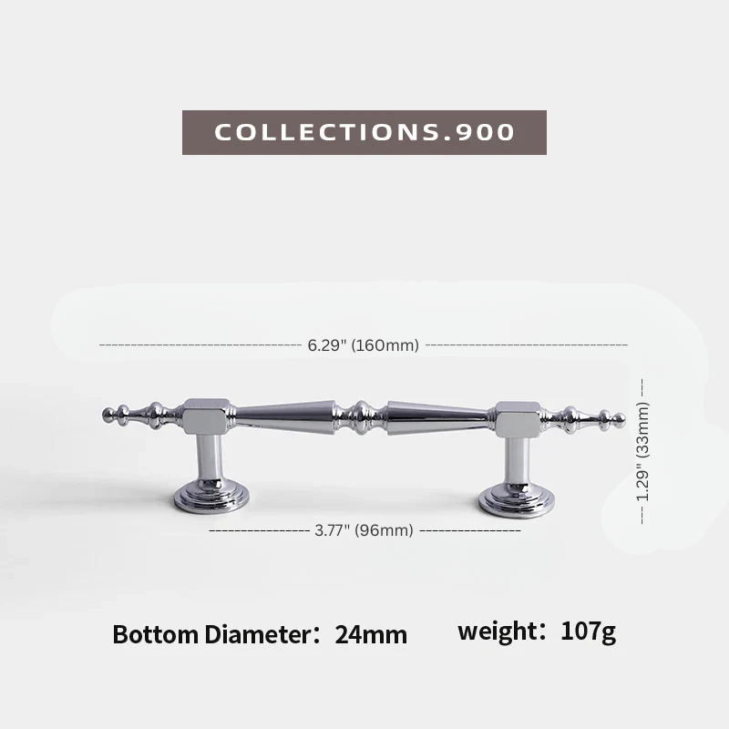 Measurement details of a metallic object with dimensions and weight on a white background.