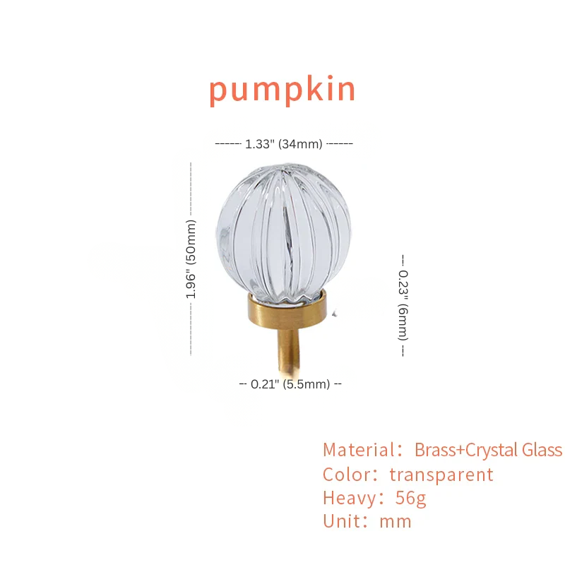 Measurement chart of a decorative item labeled 'pumpkin' with dimensions and material details.