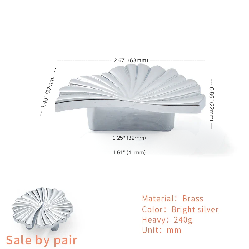Brass decorative item with dimensions and material details on a white background