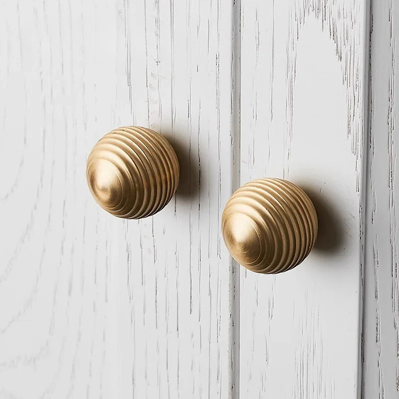 BrassCabinetKnob_ThreadBallDesign_GoldFinish