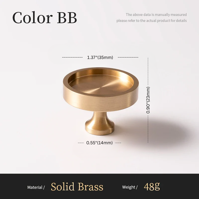 Gold decorative stand with dimensions and material information on a white background