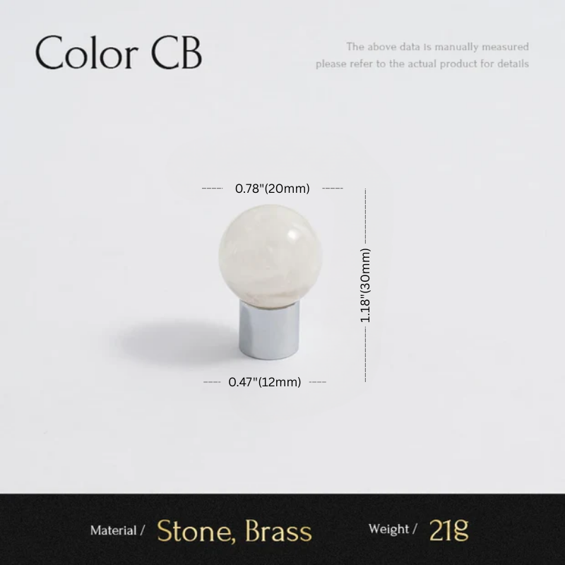 Measurement chart for a stone and brass product with dimensions and weight details.