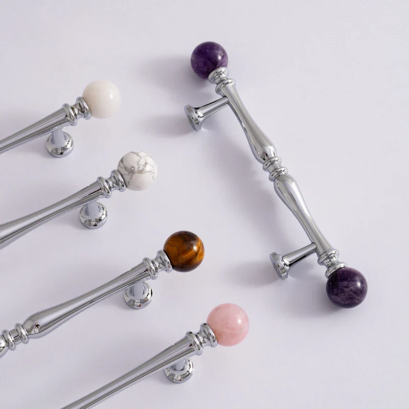 Decorative rods with colorful spherical ends on a light background