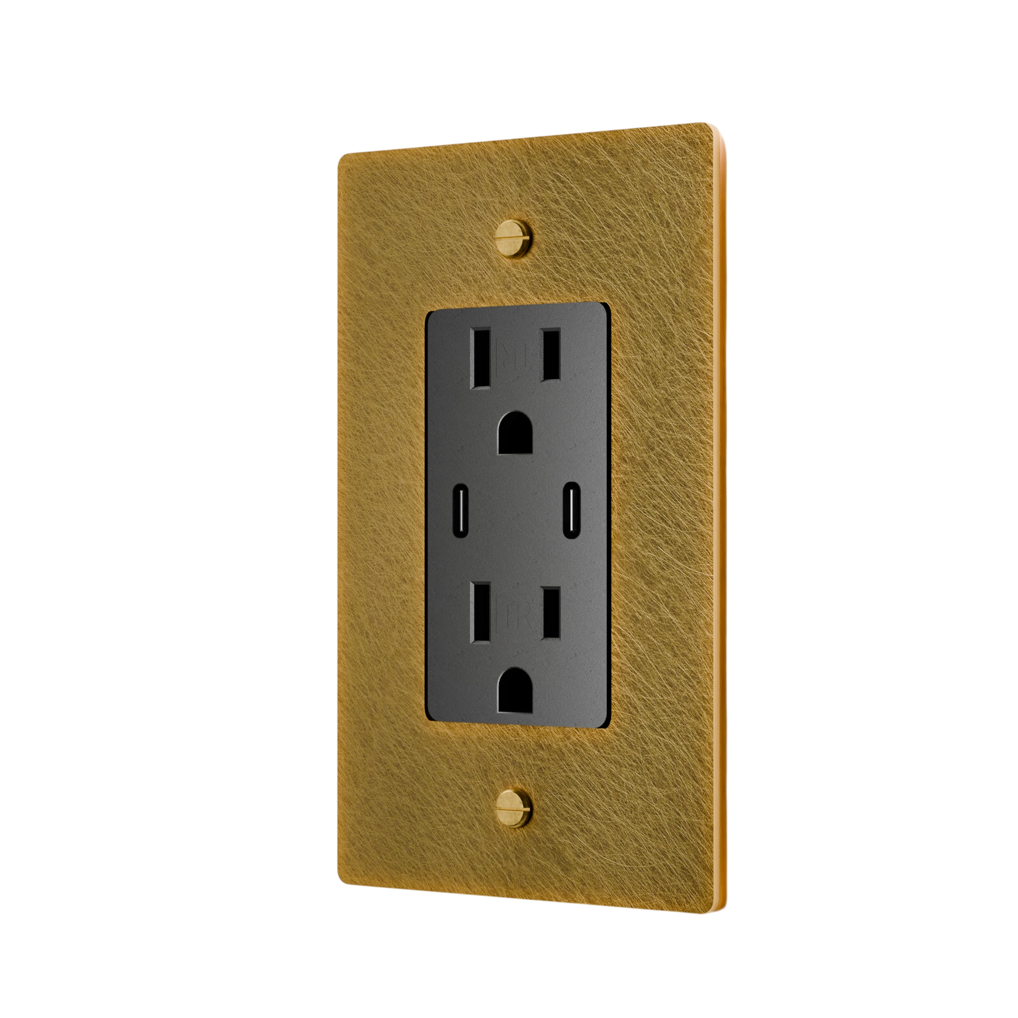 1-Gang Solid Brass Dual USB-C Outlet