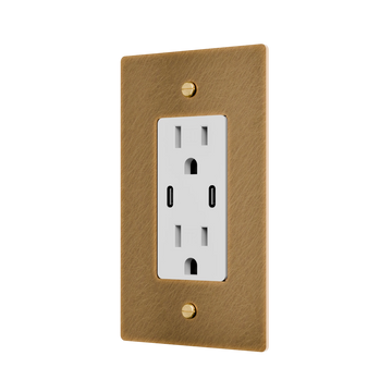 1-Gang Solid Brass Dual USB-C Outlet