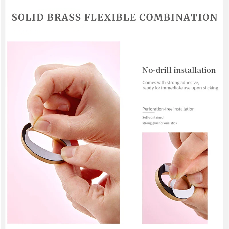 Solid brass flexible combination with no-drill installation feature, shown on a pink background.