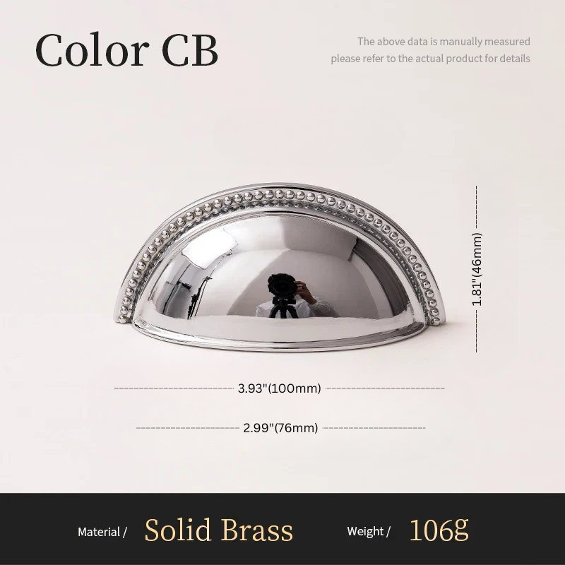 Measurement chart for a solid brass product with dimensions and weight details.