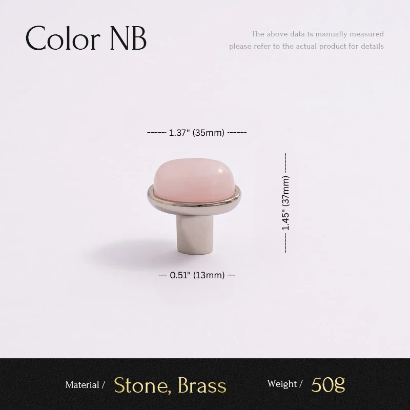 Ring with pink stone and silver band, shown with measurements on a light gray background.