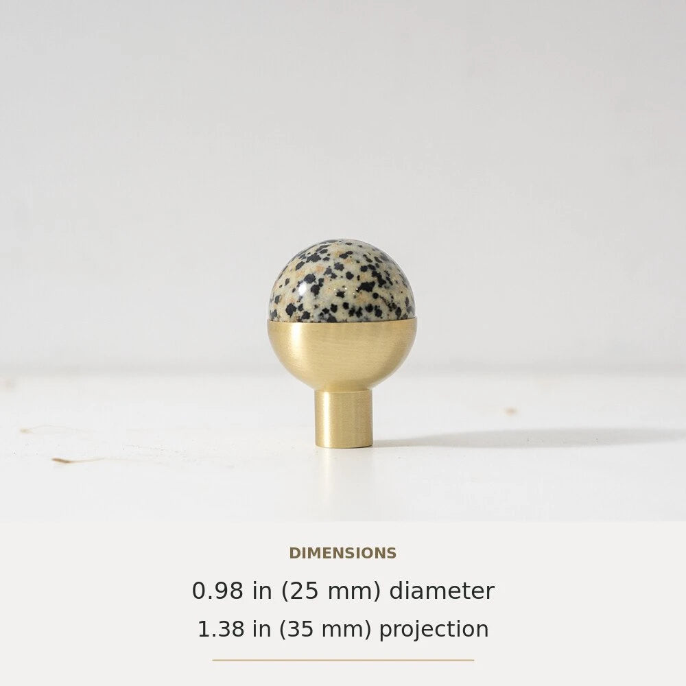 White Marble decorative accent and brass round cabinet knob