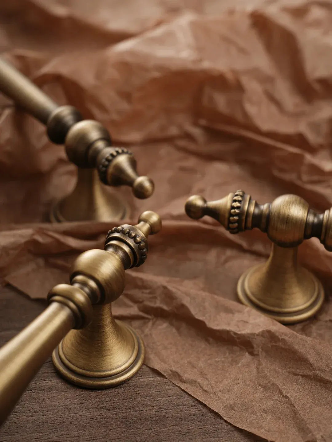 Solid Brass Cabinet Pull & Knob — Antique Brass Finish