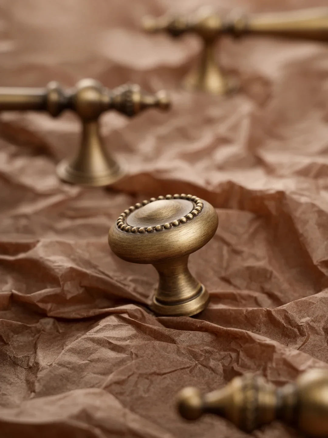 Solid Brass Cabinet Pull & Knob — Antique Brass Finish