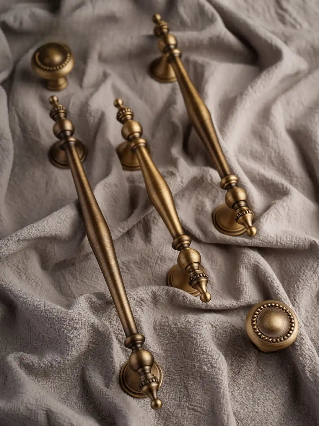 Solid Brass Cabinet Pull & Knob — Antique Brass Finish
