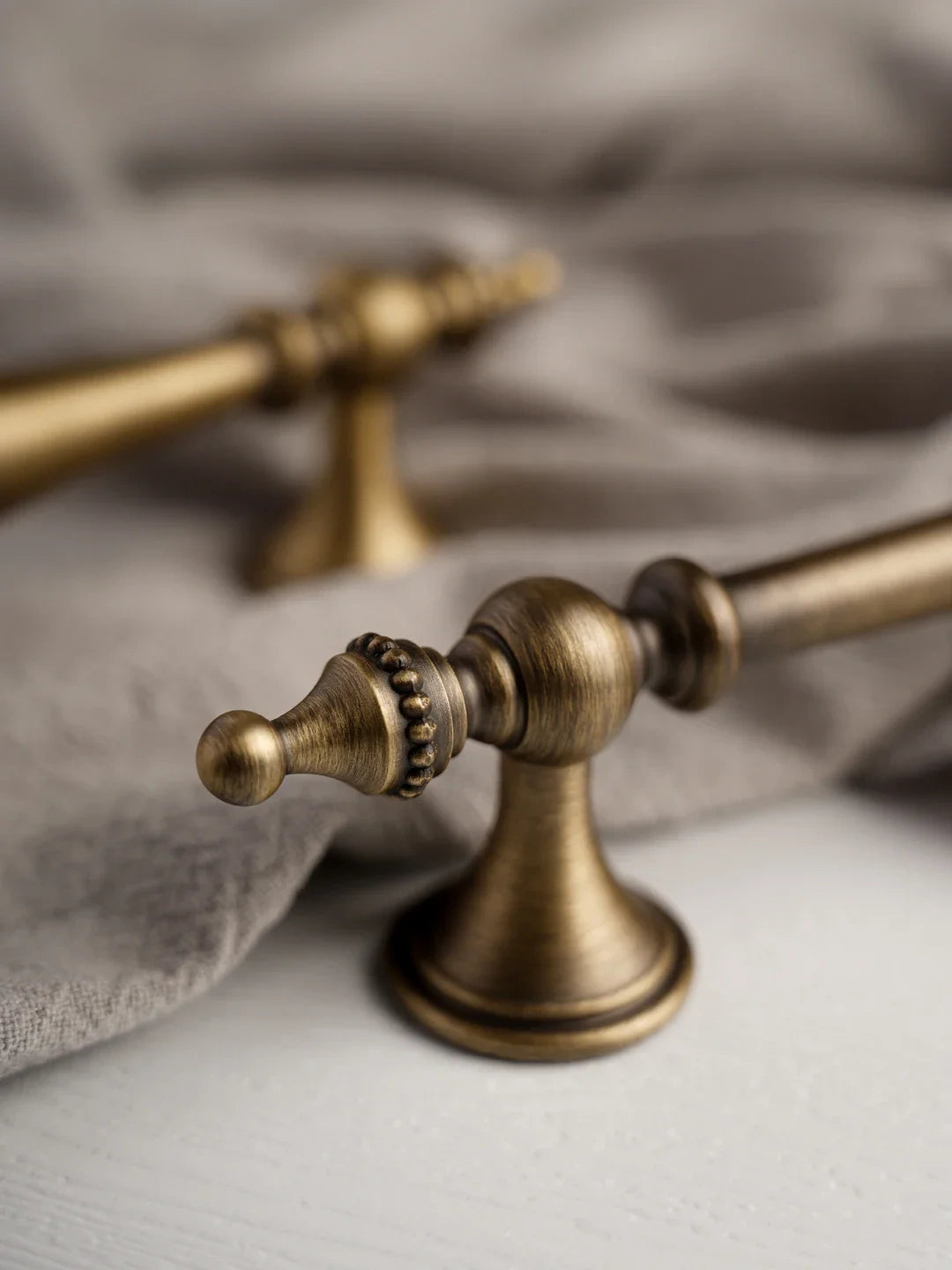 Solid Brass Cabinet Pull & Knob — Antique Brass Finish