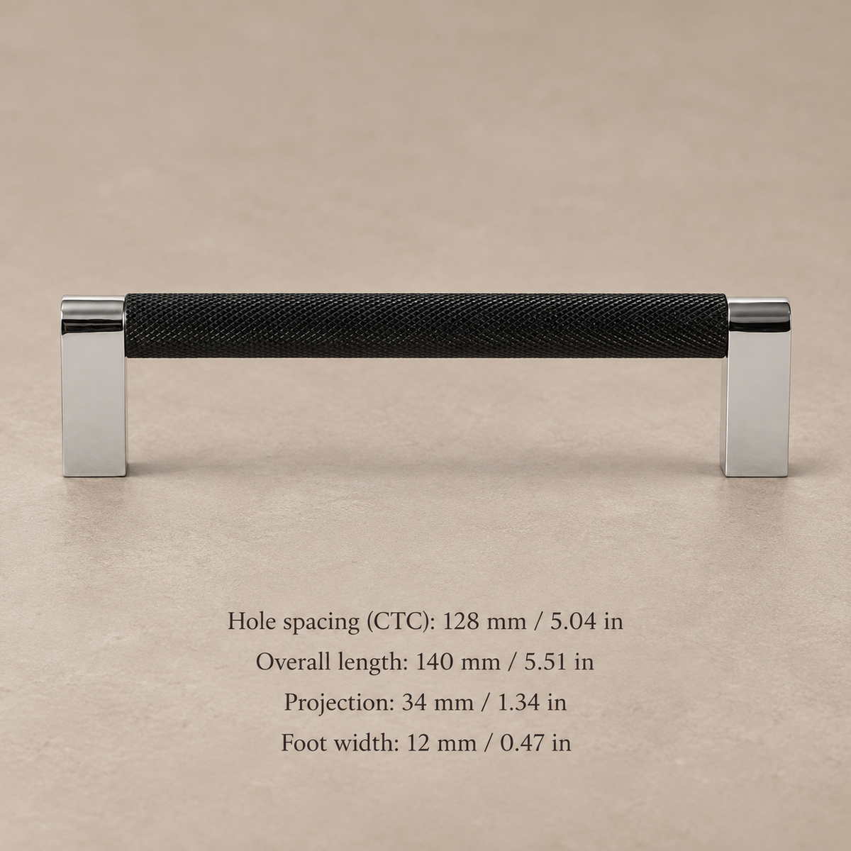 Knurled T-Bar Cabinet Pull & Knob — Modern Aluminum Hardware — black-128