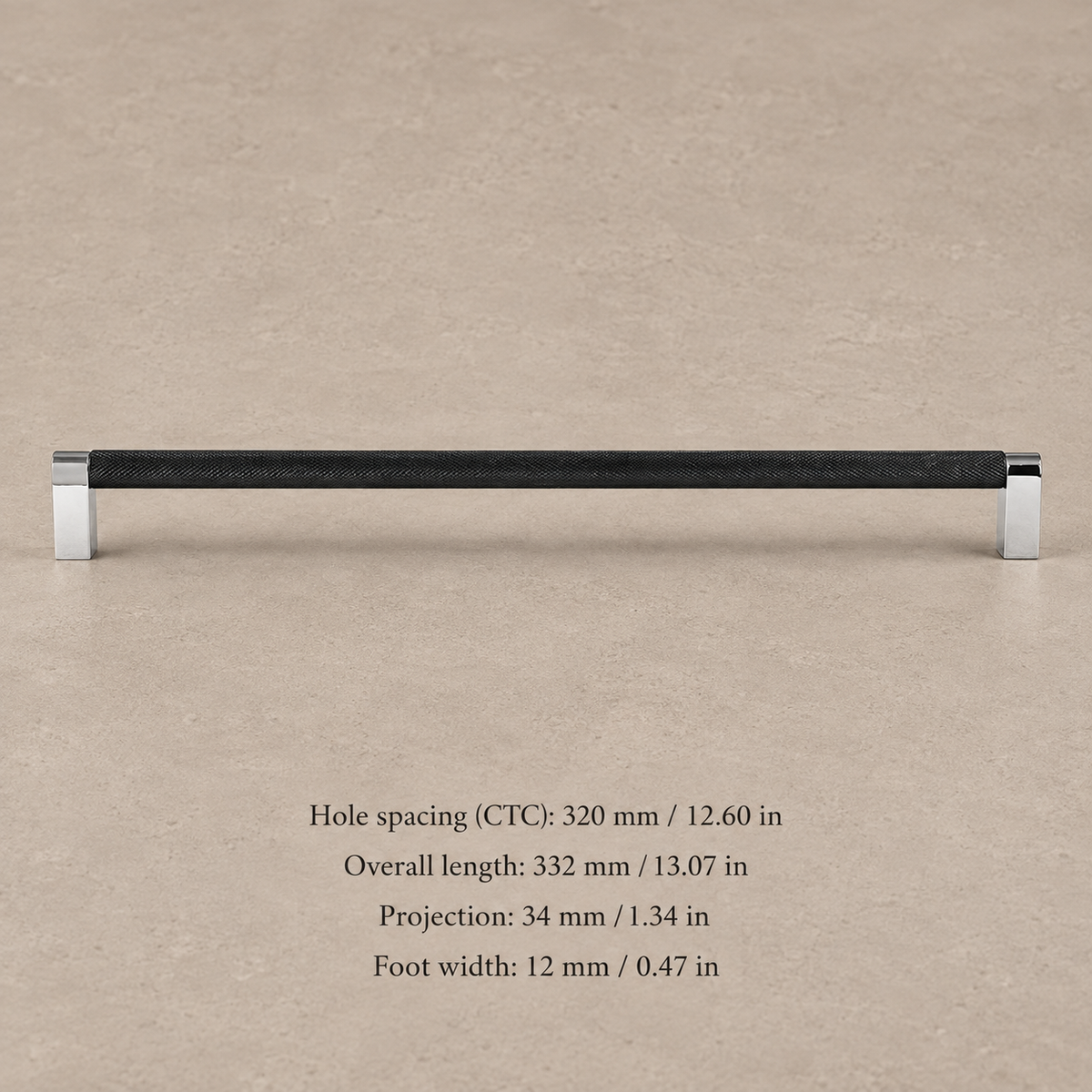 Knurled T-Bar Cabinet Pull & Knob — Modern Aluminum Hardware — black-320