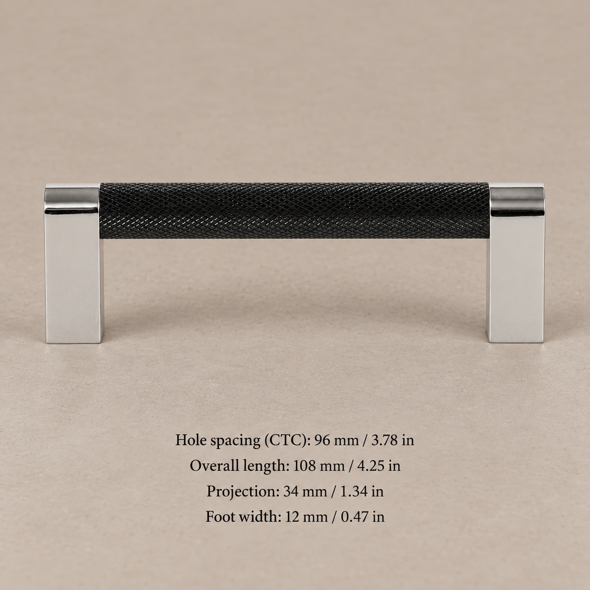 Knurled T-Bar Cabinet Pull & Knob — Modern Aluminum Hardware — black-96