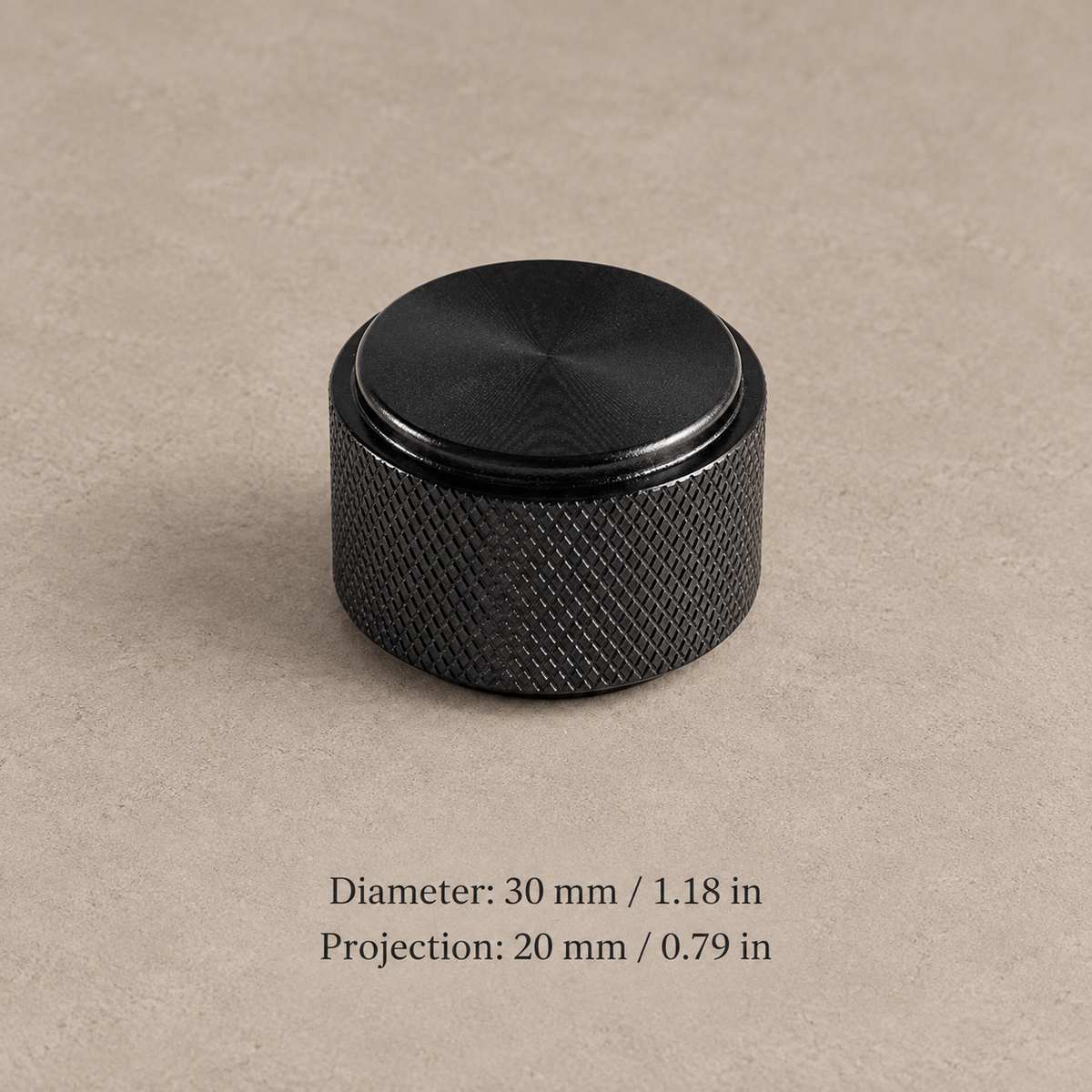 Knurled T-Bar Cabinet Pull & Knob — Modern Aluminum Hardware — black-drum-30