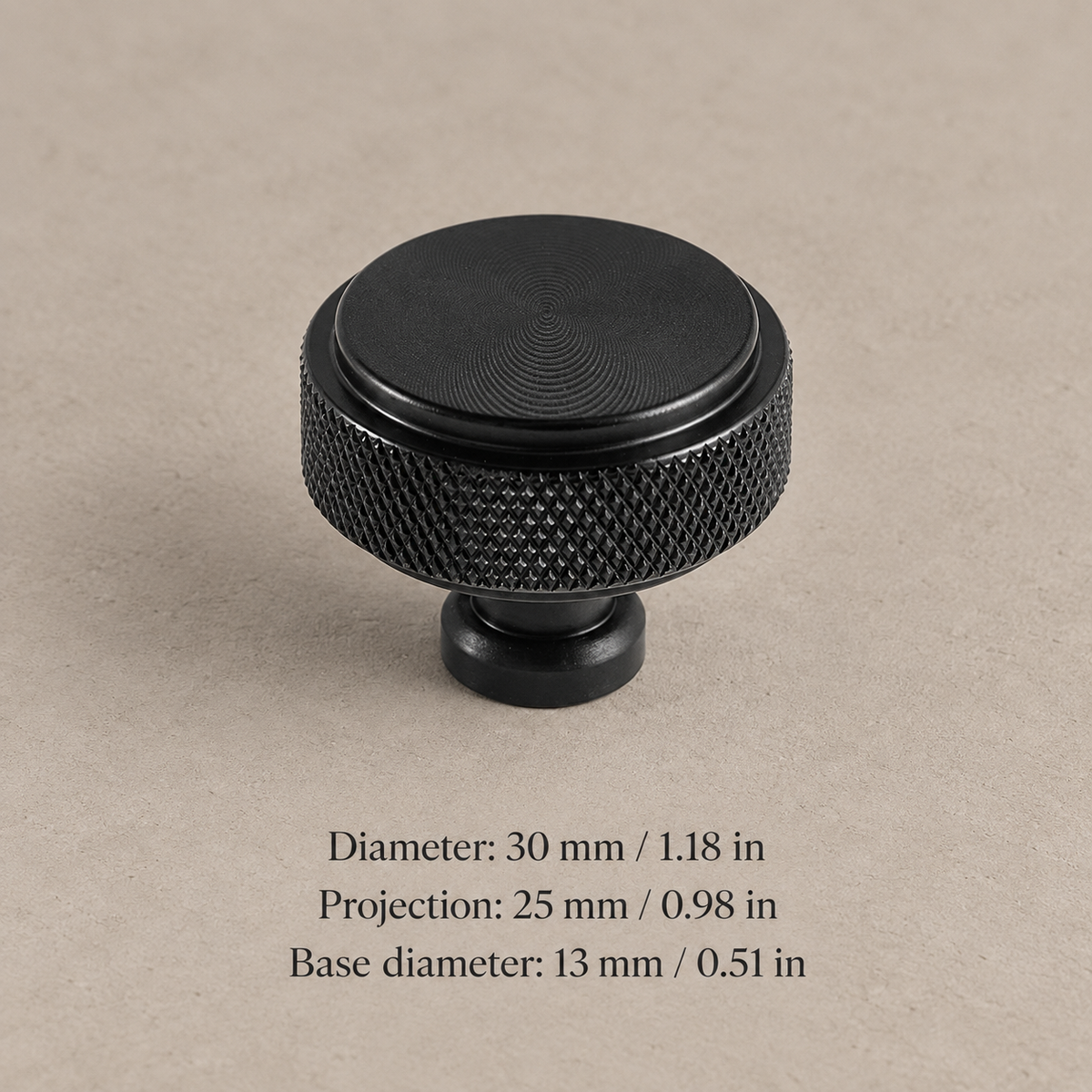 Knurled T-Bar Cabinet Pull & Knob — Modern Aluminum Hardware — black-pedestal-30
