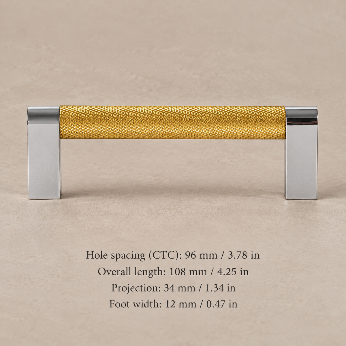 Knurled T-Bar Cabinet Pull & Knob — Modern Aluminum Hardware — gold-96
