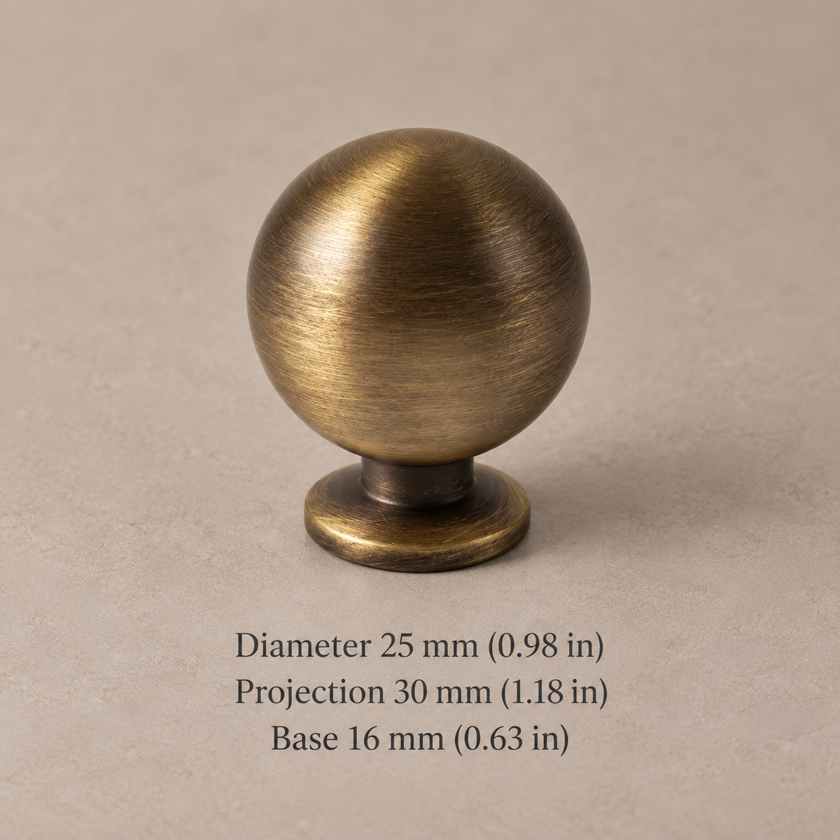 Solid Brass Cabinet Knobs with Backplates — Antique Brass — ball-knob