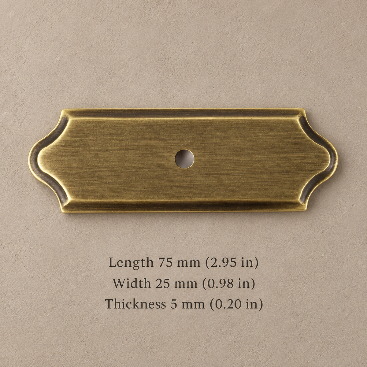 Solid Brass Cabinet Knobs with Backplates — Antique Brass — shaped-backplate