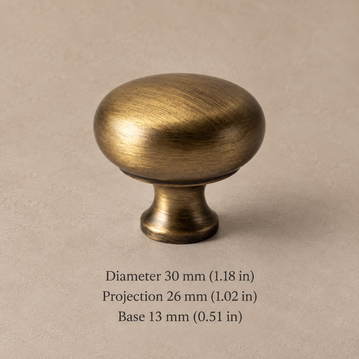 Solid Brass Cabinet Knobs with Backplates — Antique Brass — smooth-knob
