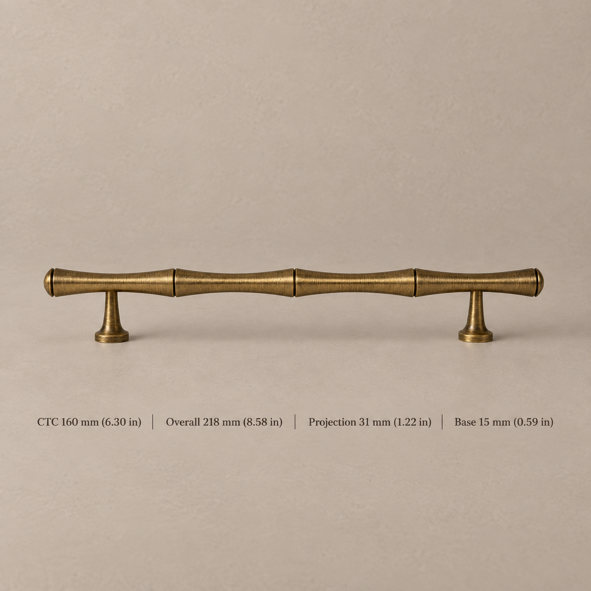 Solid Antique Brass Cabinet Pull & Knob — Bamboo Modern Design — pull-160mm