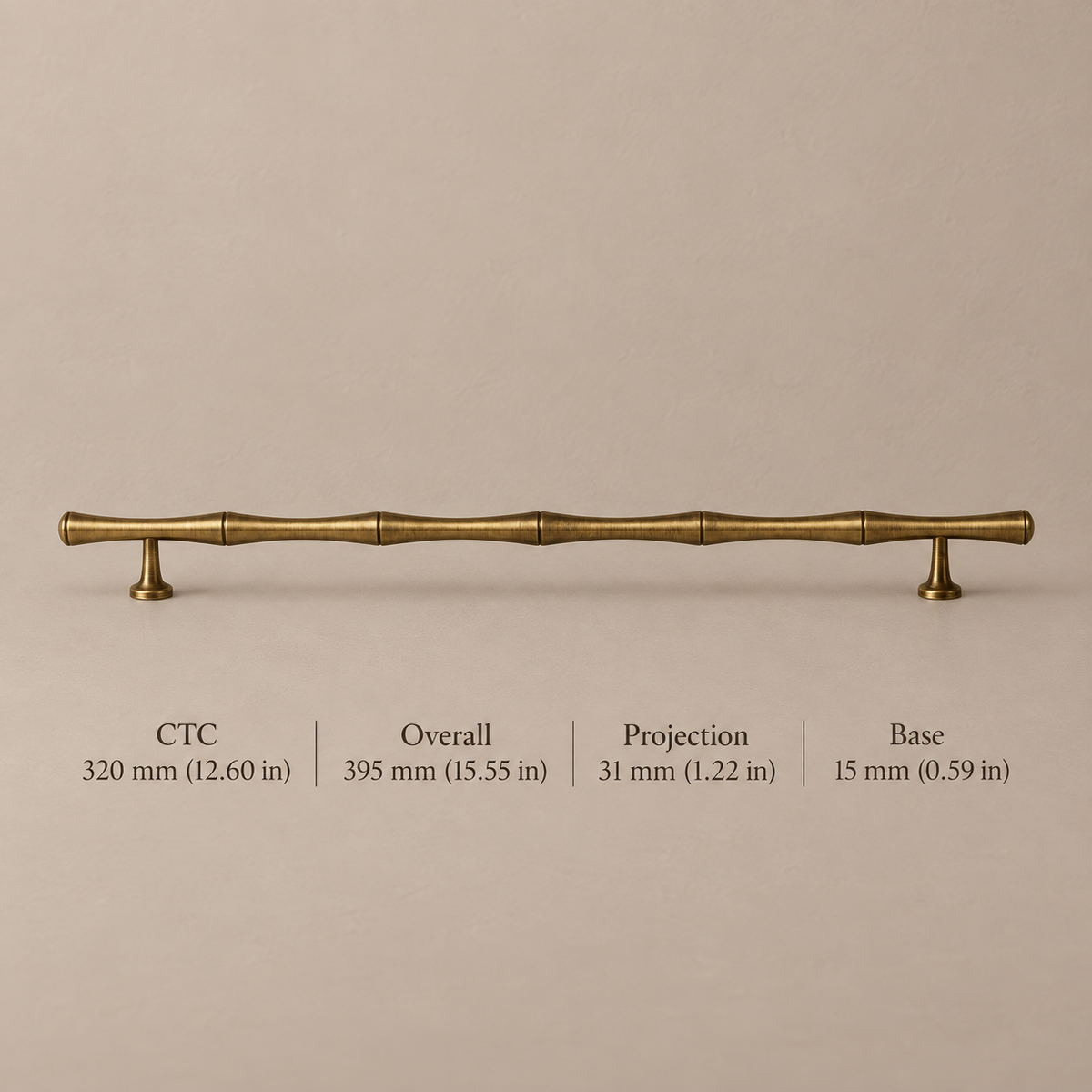 Solid Antique Brass Cabinet Pull & Knob — Bamboo Modern Design — pull-320mm