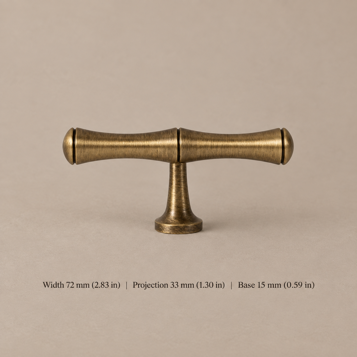 Solid Antique Brass Cabinet Pull & Knob — Bamboo Modern Design — t-knob-72mm