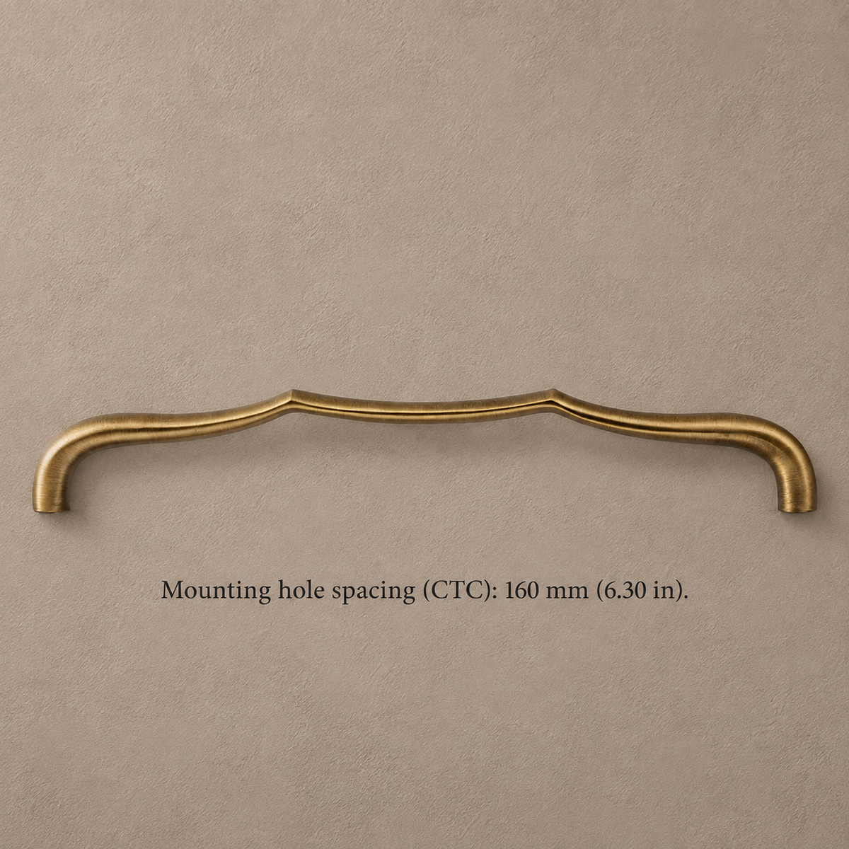 Antique brass tapered pull with 160 mm CTC measurement