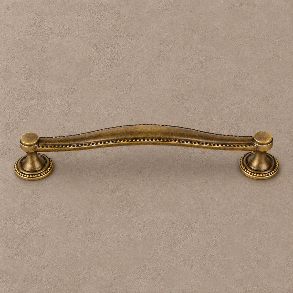 antique bronze beaded pull taupe detail