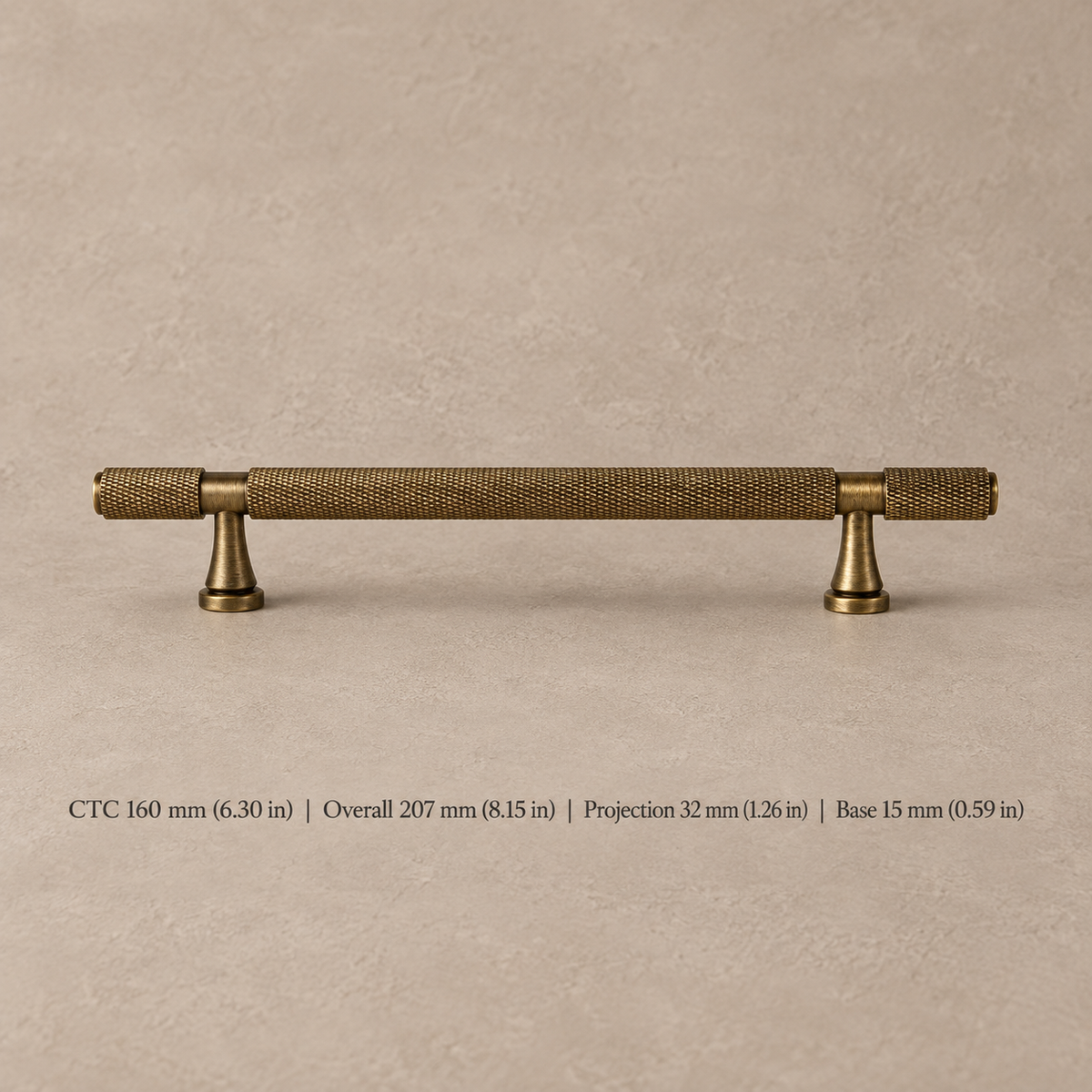 Antique Brass Solid Brass Knurled Cabinet Pulls & Knobs — Cross Pattern Design — pull-160mm