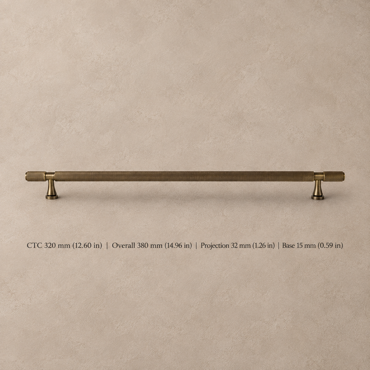 Antique Brass Solid Brass Knurled Cabinet Pulls & Knobs — Cross Pattern Design — pull-320mm