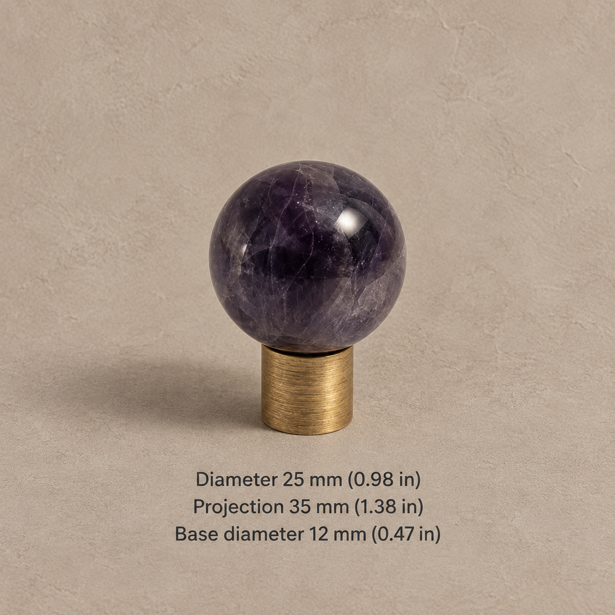 Solid Brass Crystal Cabinet Knobs — Antique Brass — antique-purple-25