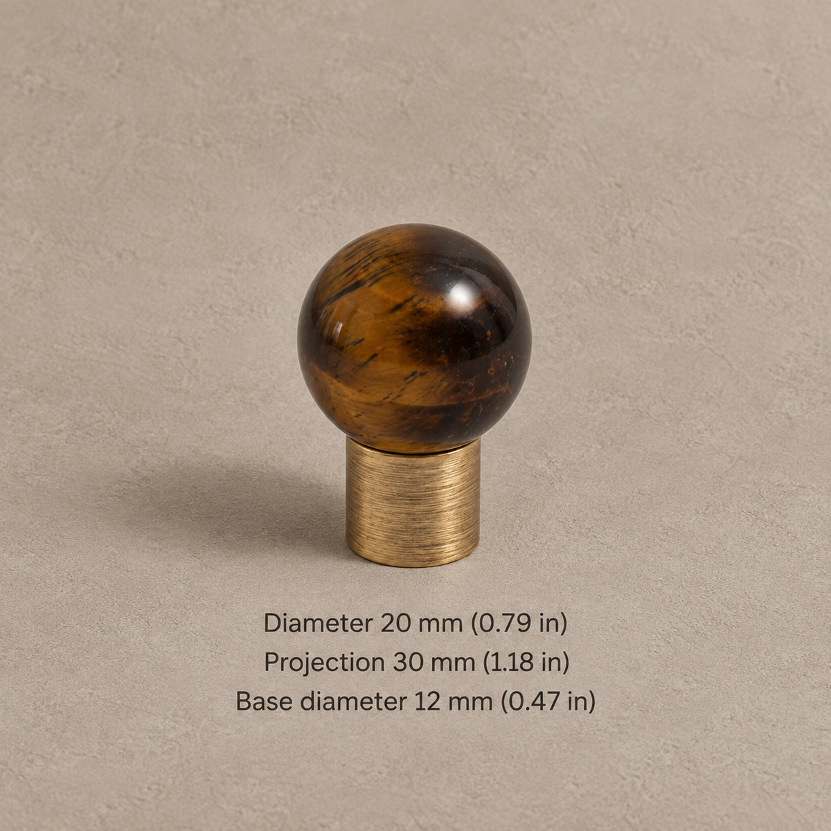 Solid Brass Crystal Cabinet Knobs — Antique Brass — antique-tiger-eye-20