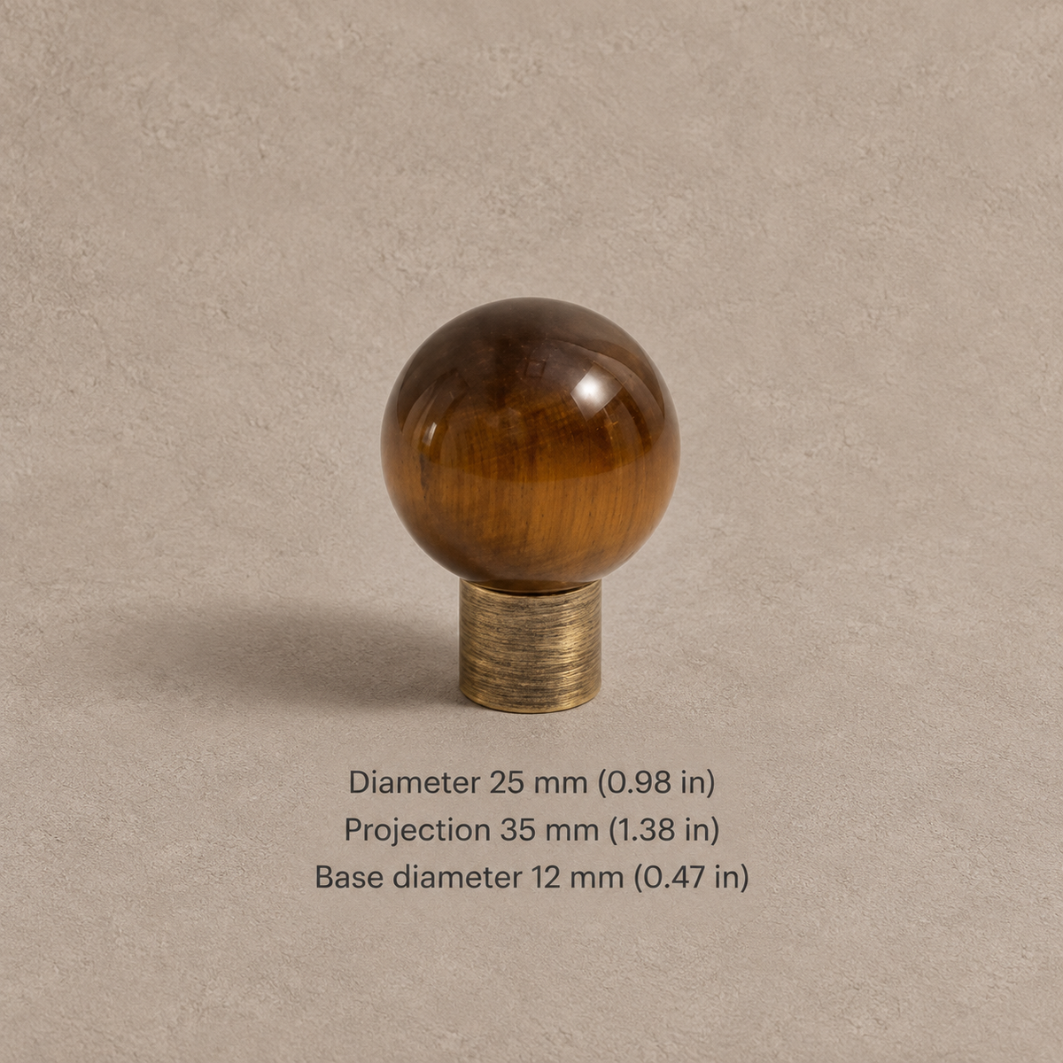 Solid Brass Crystal Cabinet Knobs — Antique Brass — antique-tiger-eye-25