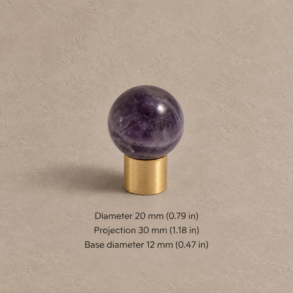 Solid Brass Crystal Cabinet Knobs — Antique Brass — brushed-purple-20
