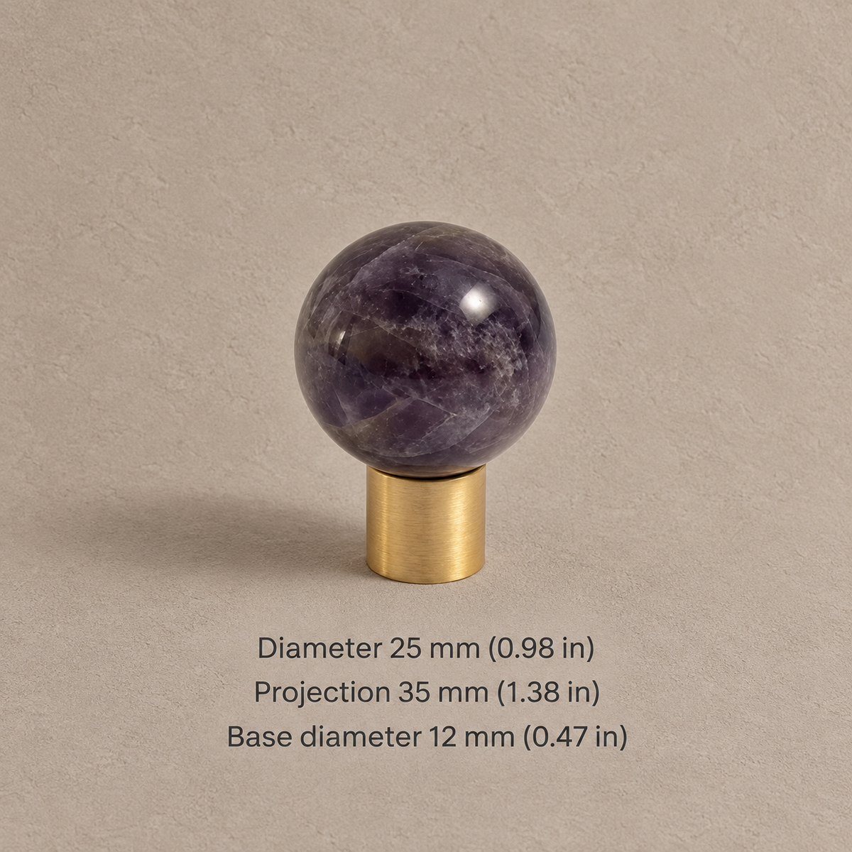 Solid Brass Crystal Cabinet Knobs — Antique Brass — brushed-purple-25