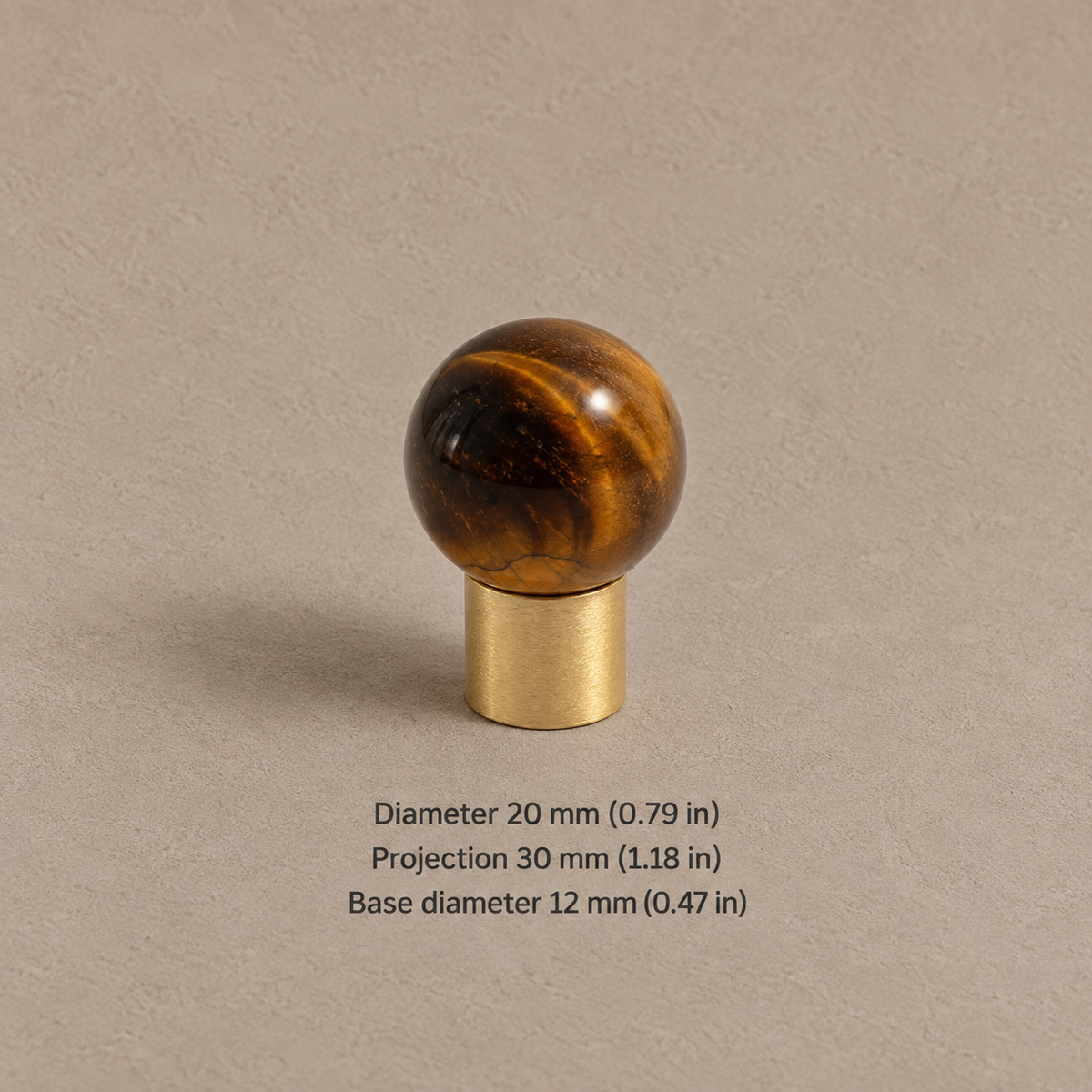 Solid Brass Crystal Cabinet Knobs — Antique Brass — brushed-tiger-eye-20