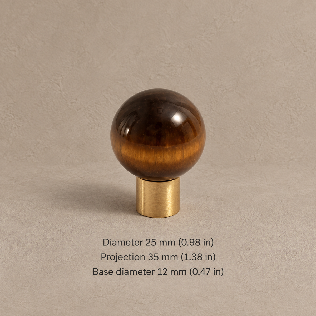 Solid Brass Crystal Cabinet Knobs — Antique Brass — brushed-tiger-eye-25