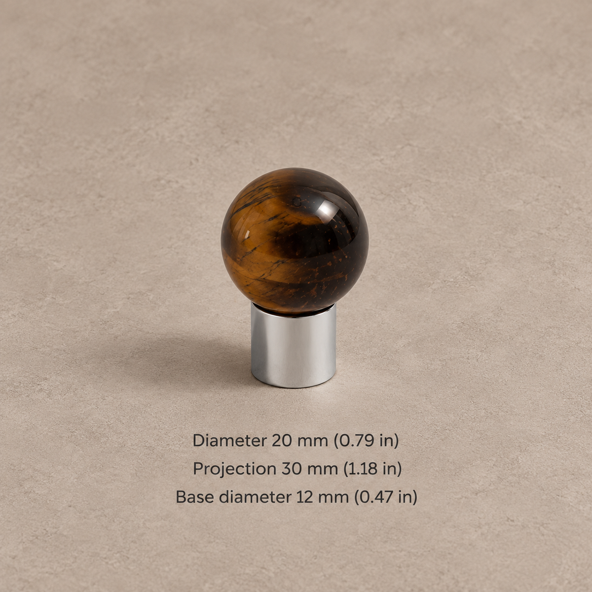 Solid Brass Crystal Cabinet Knobs — Antique Brass — chrome-tiger-eye-20