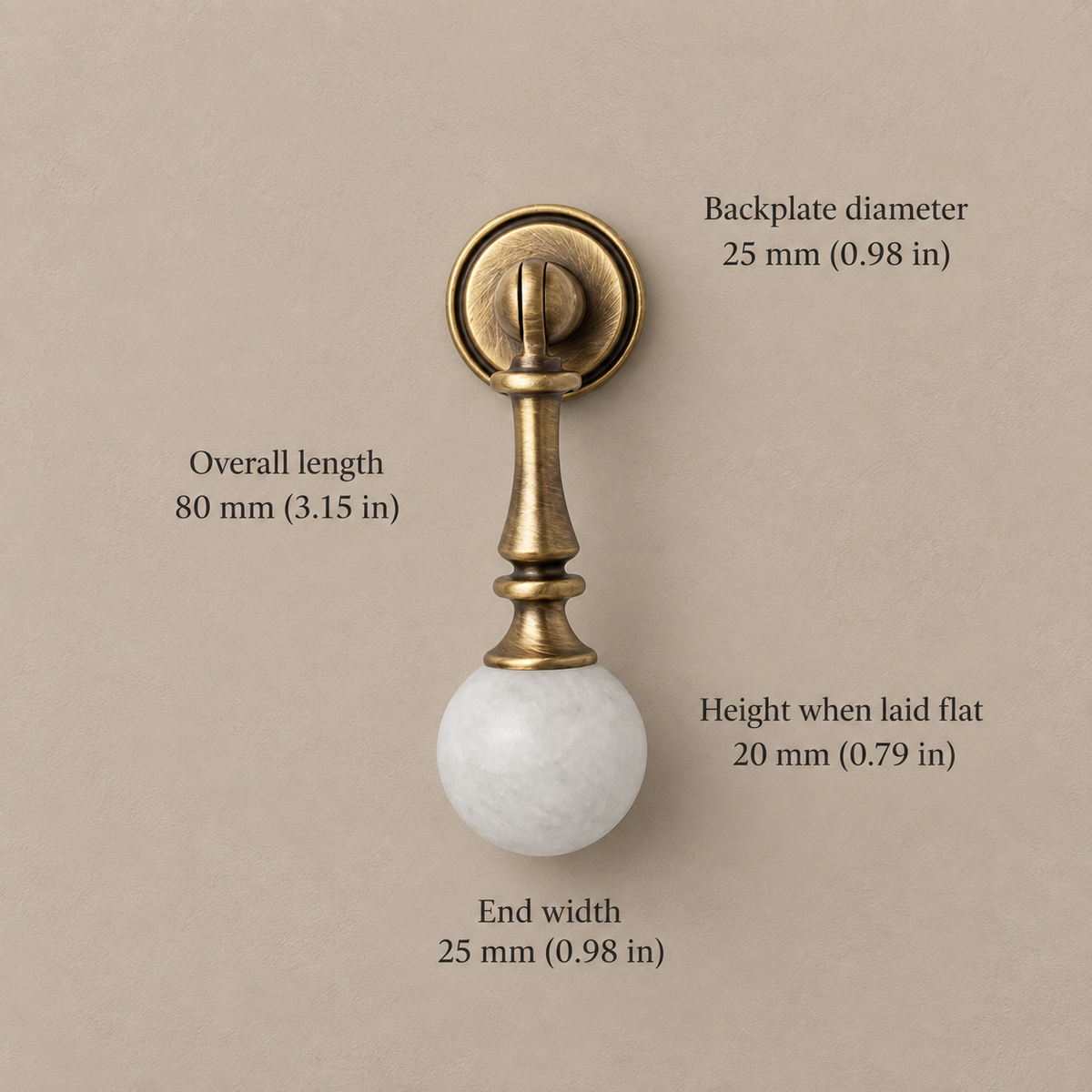 Antique Brass Drop Pulls with Stone & Wood Inlays — ab1-white