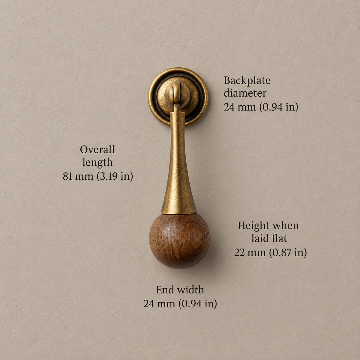 Antique Brass Drop Pulls with Stone & Wood Inlays — ab2-walnut