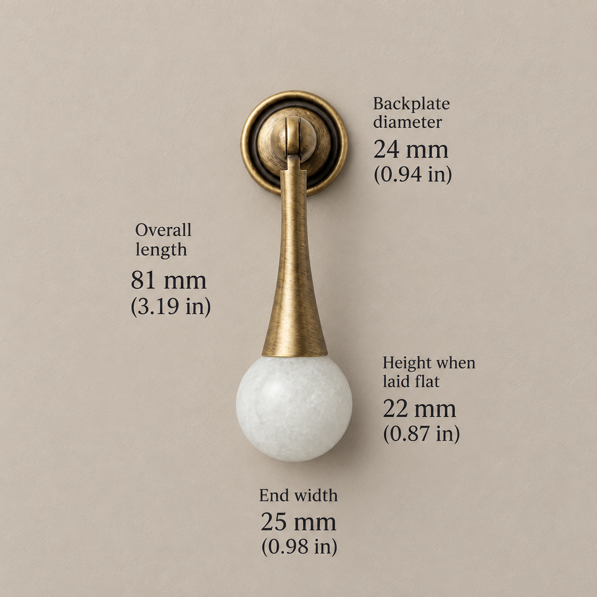 Antique Brass Drop Pulls with Stone & Wood Inlays — ab2-white