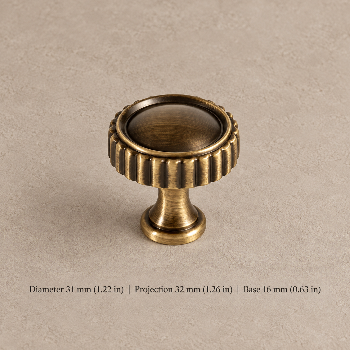 Solid Antique Brass Cabinet Pull & Knob — 5" Bar Design — knob31